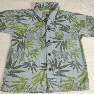 Boys' Gymboree Jungle Leaf Print Shirt - Green and Blue, Size 5, Short Sleeve